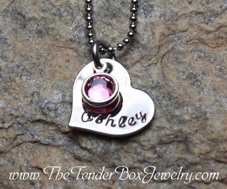Personalized heart necklace one child necklace new mom bridesmaid necklace Christmas Gift Idea image 2