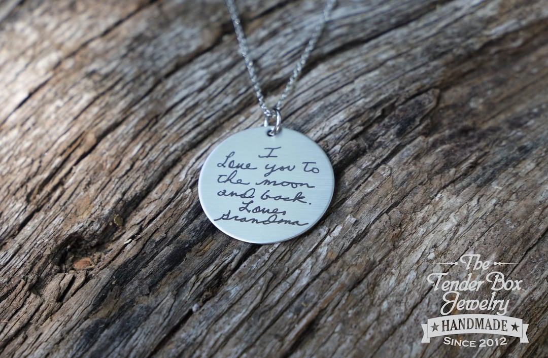 Personalized Engraved Handwriting Stainless Necklace Christmas Gift ...