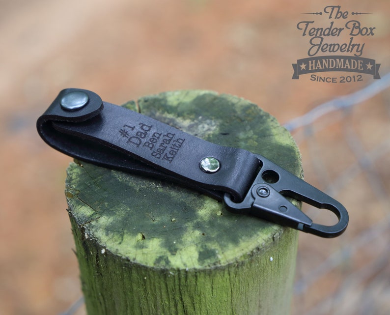 EDC Leather Key Fob with snap Leather Key Strap and metal Etsy
