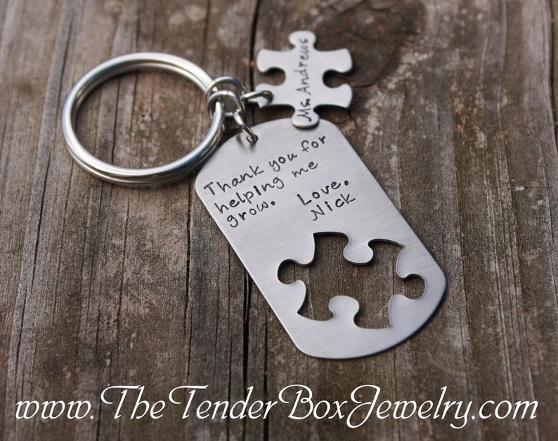 Personalized Teacher Gift Teachers Aide Puzzle Piece Keychain Etsy