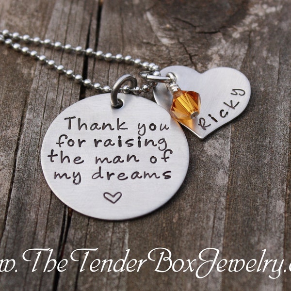 Personalized thank you for raising the man of my dreams wedding gift mother in law to be necklace gift Christmas Gift Idea