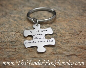 I love you more than words can say puzzle piece keychainChristmas Gift Gift Father's Day Mother's Day Gift Idea