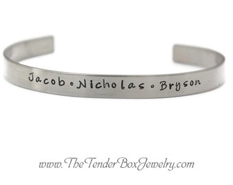 Personalized Custom name cuff personalized mother's grandma mom mother cuff bracelet stainless handstamped hand stamped