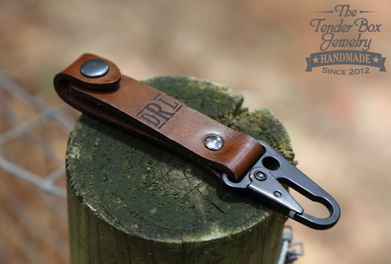 EDC Leather Key Fob with snap Leather Key Strap and metal Etsy