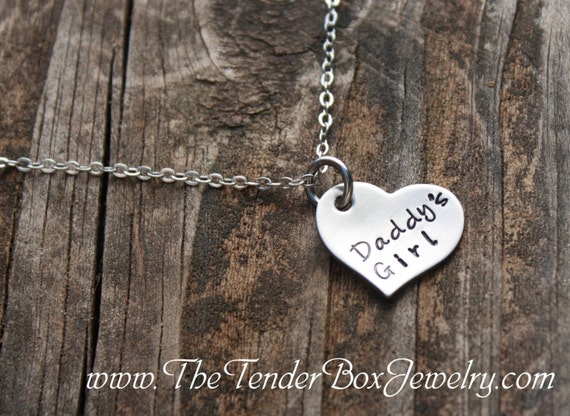 Daddy's Girl Heart Necklace I Love Daddy Handstamped Daughter's Necklace  Stainless Steel Personalized Necklace BC1CXX Christmas Gift Idea 