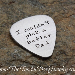 Fathers Day Dads Personalized guitar pick hand stamped stainless pick Guitar pick for dad greatest dad Gift Christmas Gift
