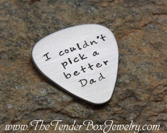 Personalized Dad Guitar Pick, Engraved Stainless Metal Pick, Father's Day Gift