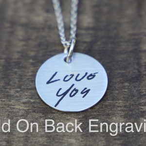Add on back engraving for The Tender Box Jewelry items engraved back for charms discs  Mother&#39;s Day Gift Idea