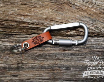 Leather Key ring Custom Personalized Leather Key chain Custom Leather Key ring Monogram Leather Carabiner Fob Option Christmas Gift Idea