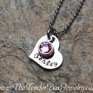 Personalized heart necklace one child necklace new mom bridesmaid necklace Christmas Gift Idea image 1