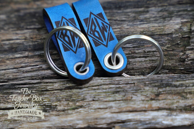 Personalized Custom Monogram Leather Key Ring With Color Options and