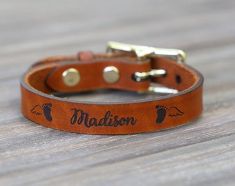 Personalized Adjustable Leather Bracelet With Buckle Engraved Leather Bracelet