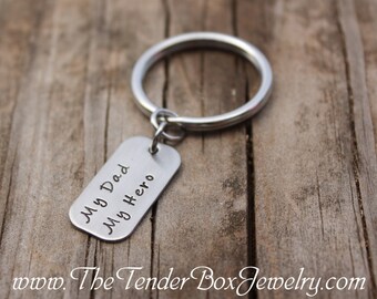 My Dad My Hero Keyring handstamped hand stamped stainless keyring keychain  gift customers Mother’s day Gift Christmas Gift