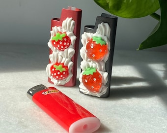 Strawberry Lighter Case for mini bic COMES WITH LIGHTER