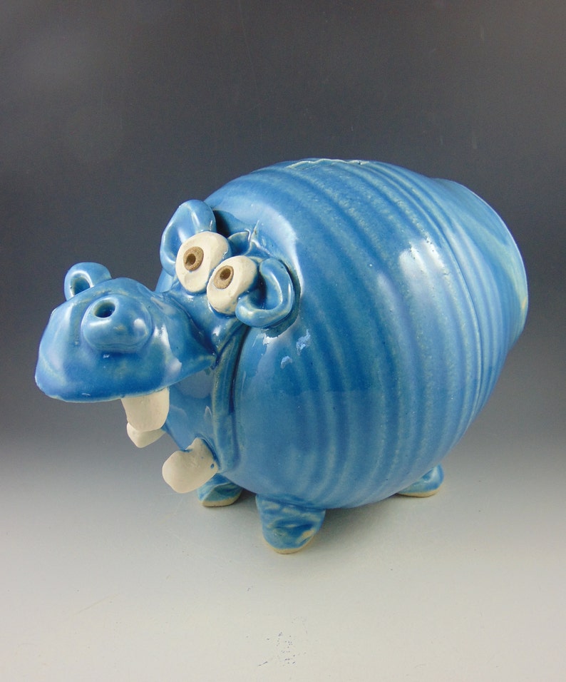 Beautiful Light Blue Hippo Piggy Bank | Etsy