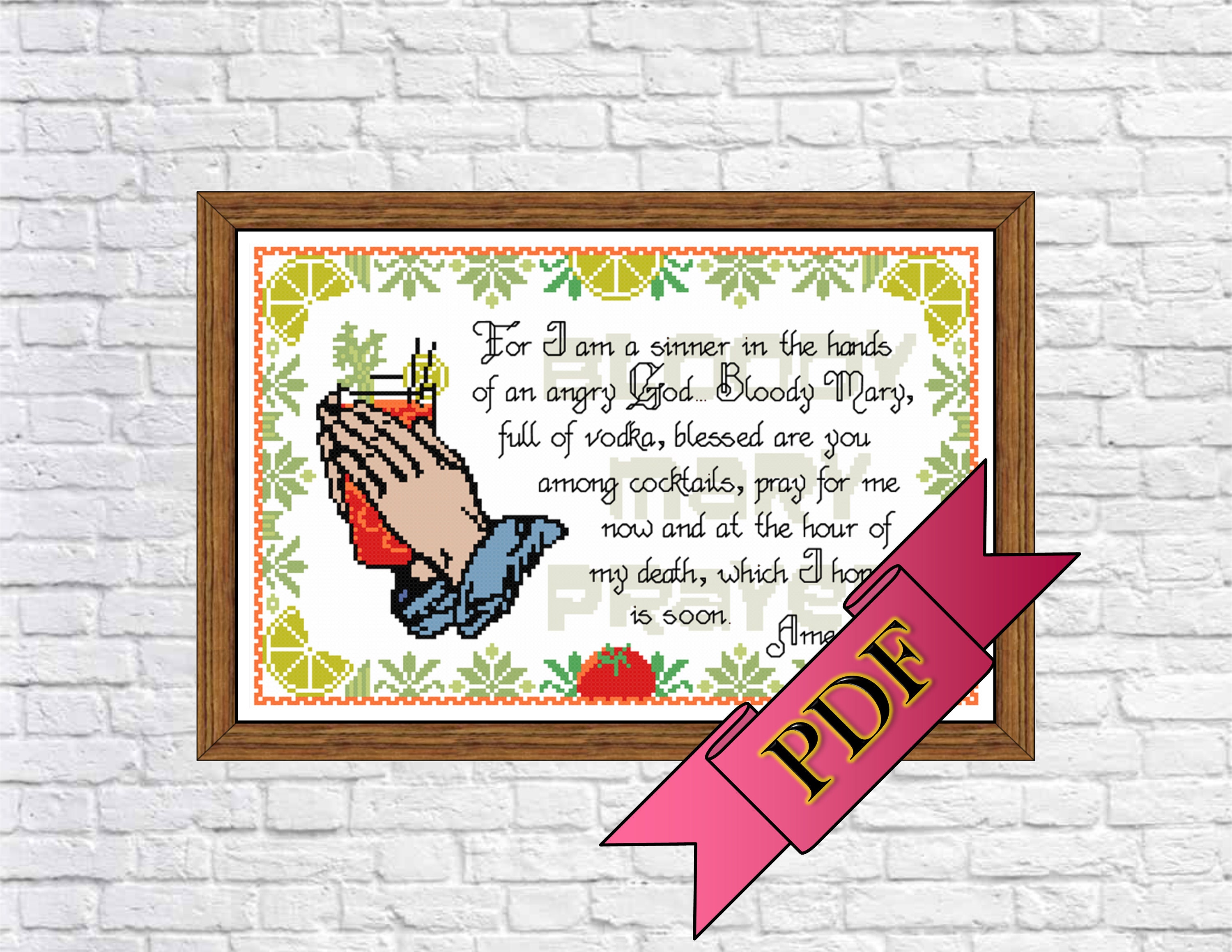 Bloody Mary Prayer Cross Stitch Sampler PDF Pattern Etsy