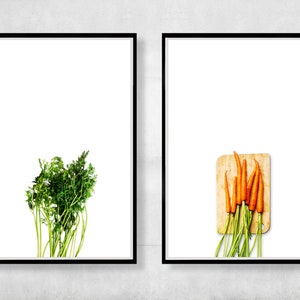 Set of 2 food art prints, Kitchen art, Vegetable Art Print, Kitchen wall decor, Green wall decor, Veggie garden poster, Restaurant Wall Art image 2