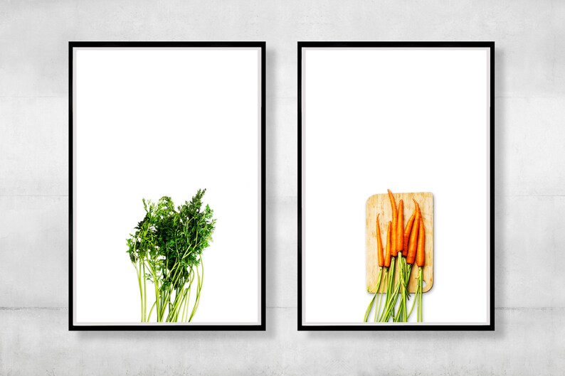 Set of 2 food art prints, Kitchen art, Vegetable Art Print, Kitchen wall decor, Green wall decor, Veggie garden poster, Restaurant Wall Art image 2