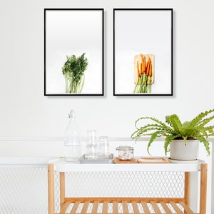 Set of 2 food art prints, Kitchen art, Vegetable Art Print, Kitchen wall decor, Green wall decor, Veggie garden poster, Restaurant Wall Art image 3