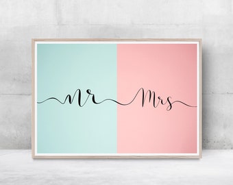 Mr and Mrs Poster, Bedroom Prints, Bedroom Decor, Wall Art, Wall Decor, Minimal Print, Valentine's Day Print, Anniversary Gift, Wedding Gift