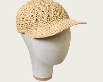 Handmade Crochet Raffia Cap | Summer Hat