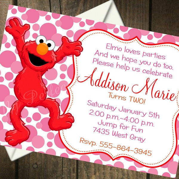 Elmo Girl Themed Printable Birthday Invitation