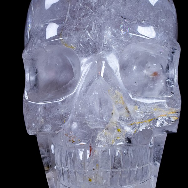 Massive Clear Quartz Skull weighs over 16.11  pounds beautiful clarity rainbow filled