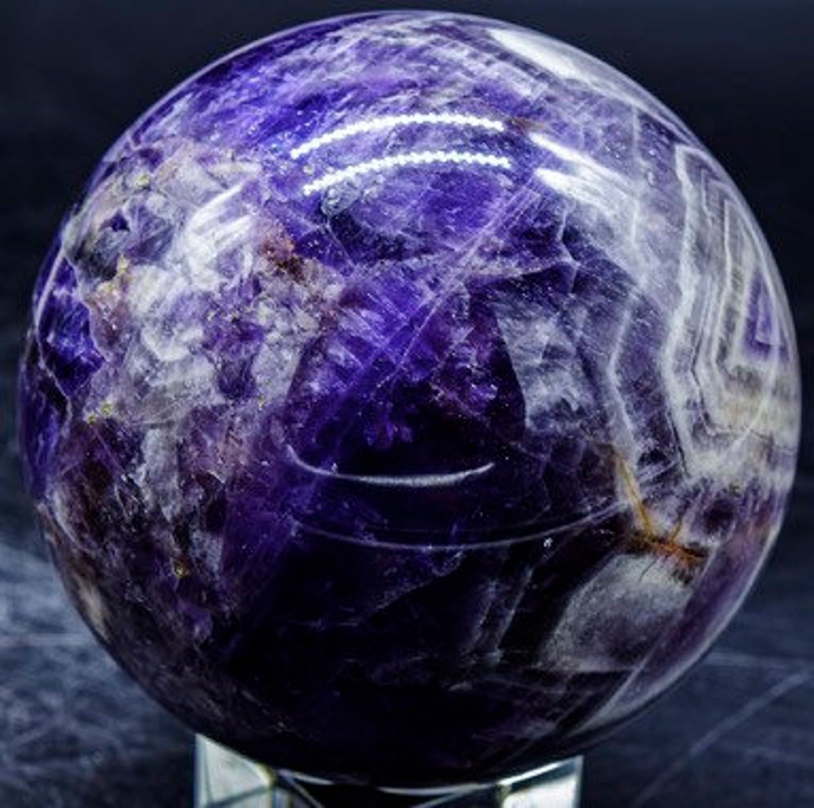 Chevron Amethyst Sphere 3.9 diameter and weighs over 3.9 | Etsy