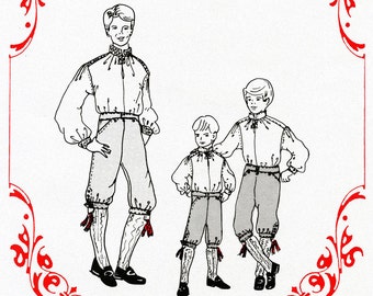 Boys Nordic Style Shirt & Knickers sizes 8-16 Olde Country Costumes Sewing Pattern # 874