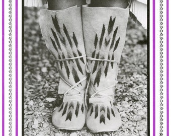 Men's & Women's Plains Indian Hi-Top Moccasin - Eagle's View Sewing Pattern # 81