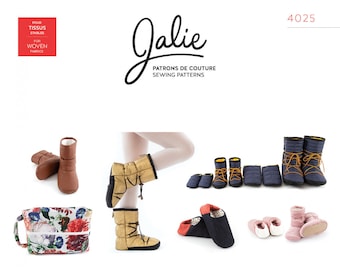 Jalie 4025 Nordik Quilted Booties and Slippers with Travel Shoe Bag Sewing Pattern - Adult, Child & Infant