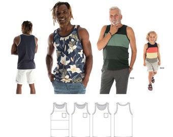 Jalie 4134 Ben Fitted Tank Tops Sewing Pattern in 28 Sizes for Men, Teen & Children