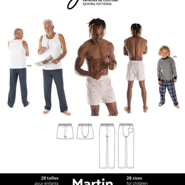 Jalie 4132 Martin Lounge Pants and Boxer Shorts Sewing Pattern in 28 Sizes Adult, Children & Teens