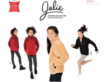 Jalie Alex Half-Zip Pullover Sewing Pattern 3907 - Women's sizes XS-2XL & Girls' 2-13