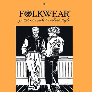 Folkwear Varsity Jacket Sewing Pattern #251 Classic Style Unisex sizes XS-2X