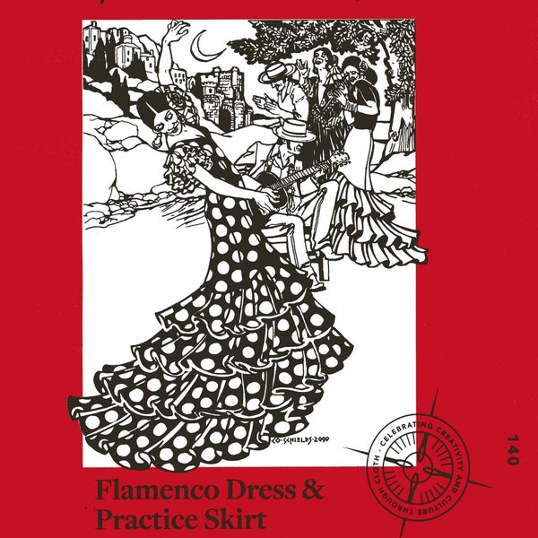 Folkwear Flamenco Dress & Practice Skirt w/Layers of Flounce Sewing Pattern #140 XS-XL Great for Bolero Ballroom and Salsa Dancing