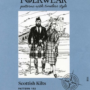 Men's Folkwear Scottish Kilts, Prince Charlie Jacket & Vest Sewing Pattern 152, Knitted Argyle Socks, Women's Skirt and Knit Vest Pattern