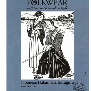 Patron de couture pour costume de samouraï hakama et kataginu japonais folkwear # 151