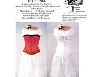 Ladies' Victorian Underwear 1840-1900 Sizes 6-40 Laughing Moon Sewing Pattern # 100