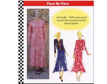 Calf Length 1930's Style Gored Skirt & Block Pieced Short Jacket XS-5XL Dana Marie Sewing Pattern # 1019