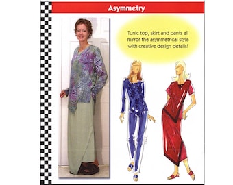 Asymmetrical Tunic Top w/Long or Short Sleeves, Skirt & Pants XS-5XL Dana Marie Sewing Pattern Asymmetry # 1029