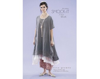 Tina Givens Oversized Smock-It Dress Sewing Pattern # 6001 Sizes XS-2X