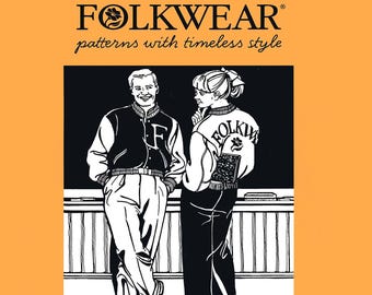 Folkwear Varsity Jacket Sewing Pattern #251 Classic Style Unisex sizes XS-2X