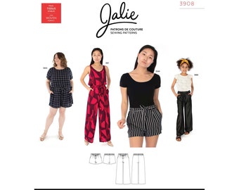 Jalie Simone Wide-Leg Shorts and Pants Sewing Pattern 3908 Women's XS-2XL & Girls' 2-13