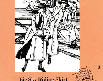 Folkwear Big Sky Riding Skirt  - Cowgirl, Western Split Skirt Sewing Pattern # 231 Sizes 8-20