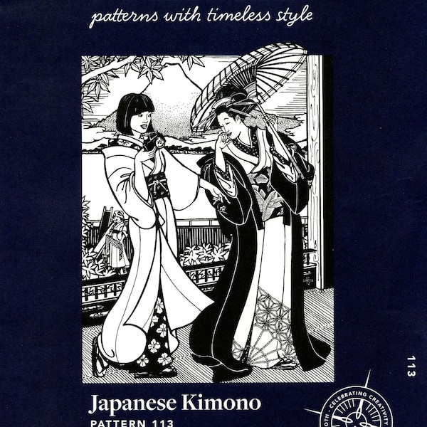 Folkwear Japanese Kimono Sewing Pattern # 113 Informal Yukata in Women's & Men's Sizes