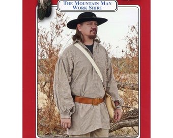 Mountain Man Work Shirt 1800s American Frontier Style sizes S-XXL - Missouri River Sewing Pattern # 004