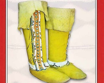 Missouri River Plains Hi-Top Moccasins - Men's & Women's sizes Sewing Pattern #11 - Native American Indian Boots