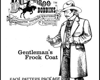 Buckaroo Bobbins Gentleman's Frock Coat Sizes 34-60 Sewing Pattern Vintage Western Clothing Style