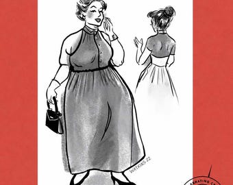 Folkwear Town & Country Halter Dress with Length options sizes XS-3XL Sewing Pattern 258